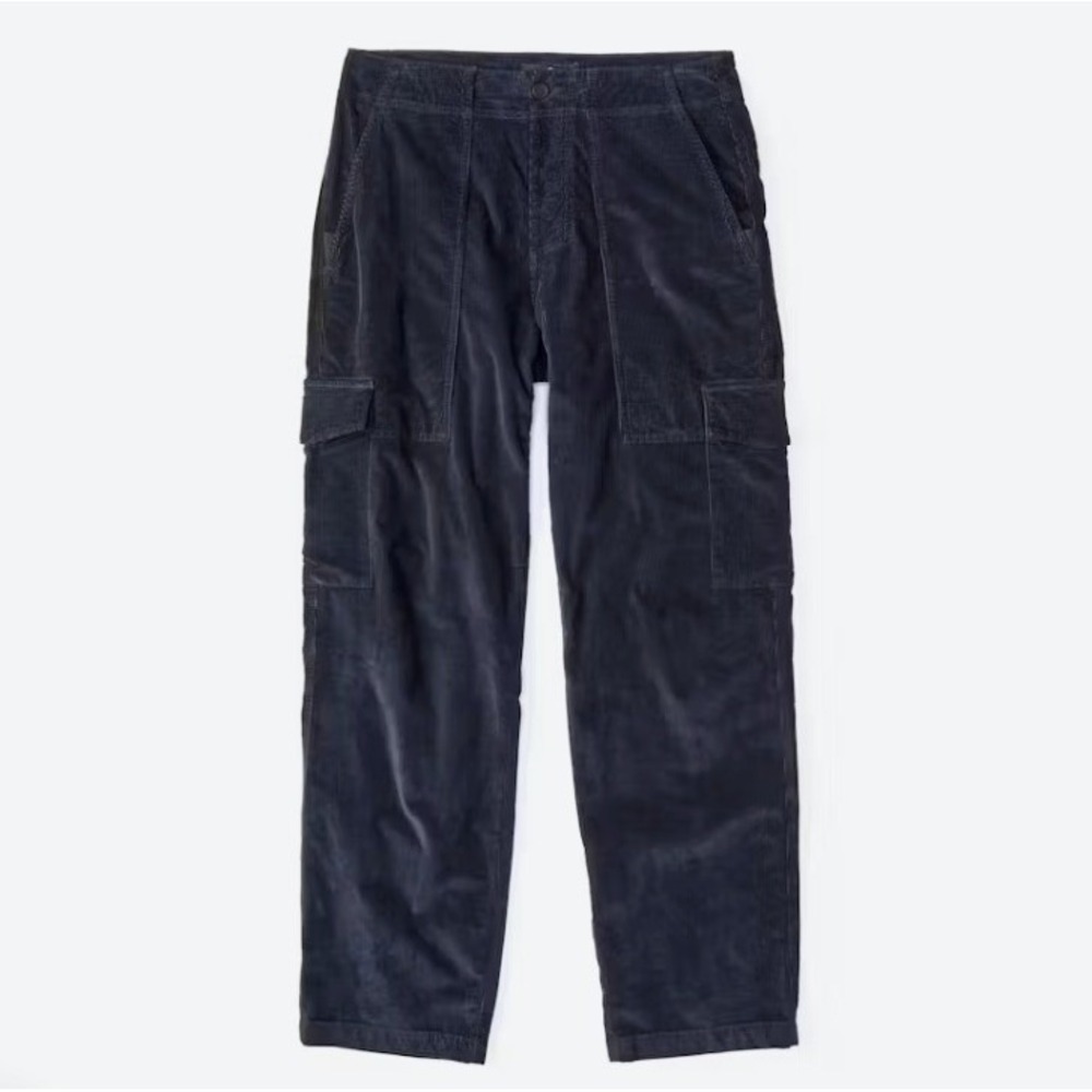 Aether Pants Mens 34 Relaxed Blue Corduroy Fatigue Cargo Button Fly Portugal Lux